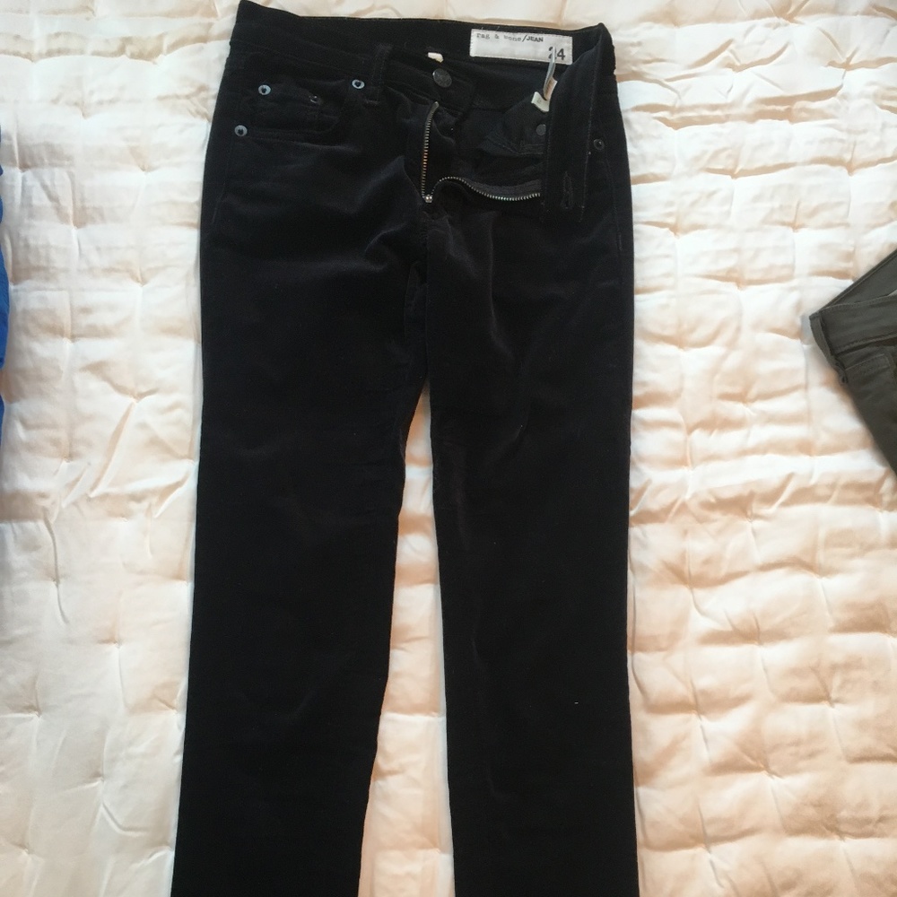 Rag & bone 10 in capris in black velvet - Picture 2 of 2